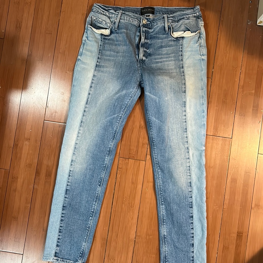 Distressed Black Orchid jeans two tone